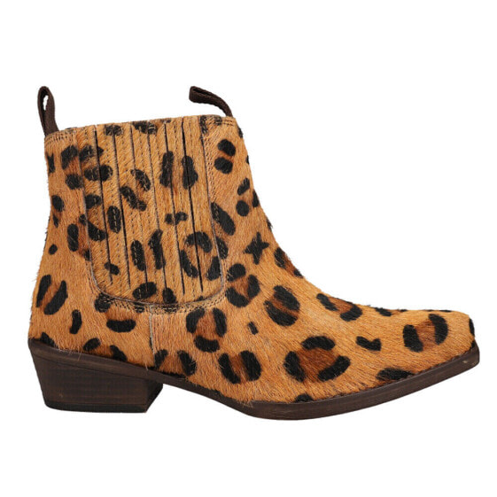 Roper Dustt Ii Leopard Square Toe Chelsea Booties Womens Brown Casual Boots 09-0