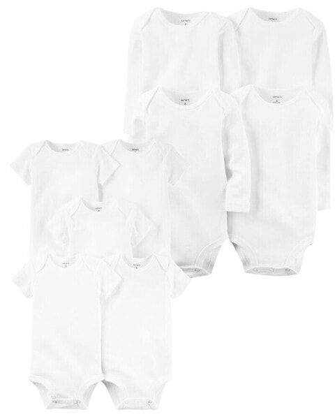 Baby 9-Pack Short Sleeve & Long Sleeve Cotton Bodysuits Set Preemie (Up to 6lbs)