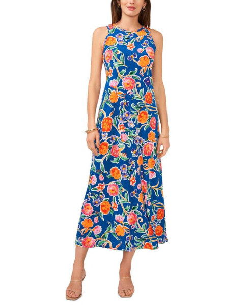 Women's Floral Back Keyhole Sleeveless Dress