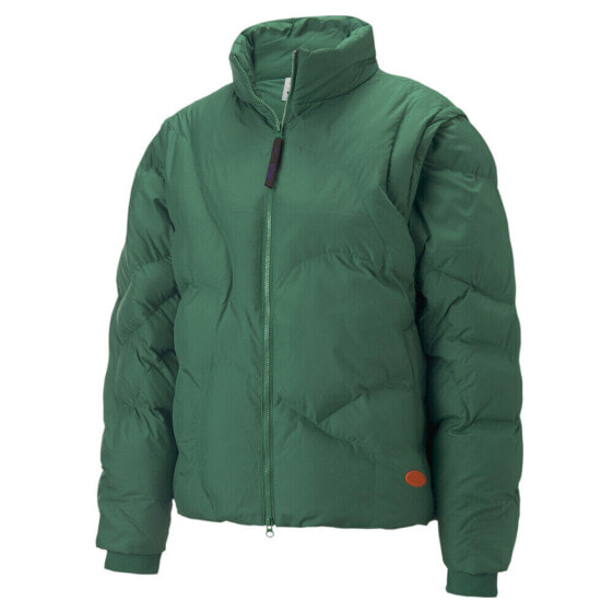 Puma Puffer FullZip Jacket X Perks And Mini Mens Green Casual Athletic Outerwear