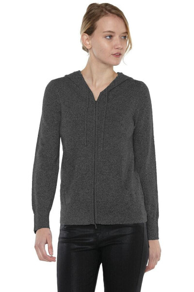 Women's 100% Pure Cashmere Long Sleeve Zip Hoodie Cardigan Sweater (1573, Petal Pink, Medium )