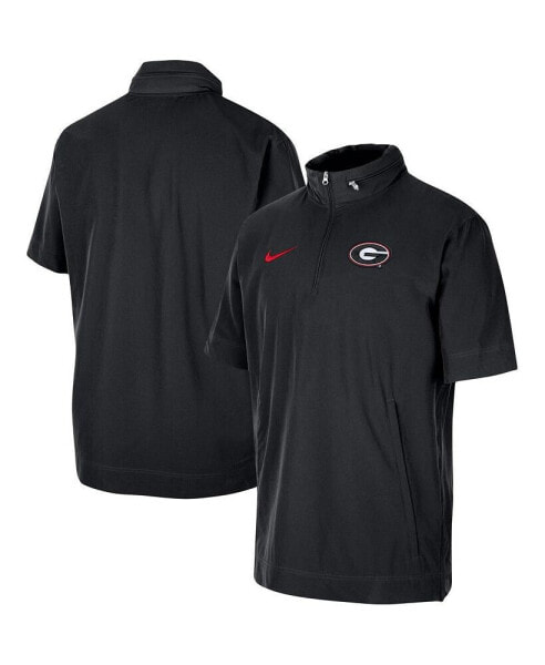 Men's Black Georgia Bulldogs Coaches Half-Zip Short Sleeve Jacket