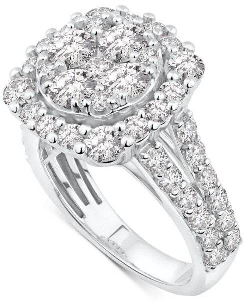 Diamond Halo Cluster Engagement Ring (3 ct. t.w.) in 14k White Gold