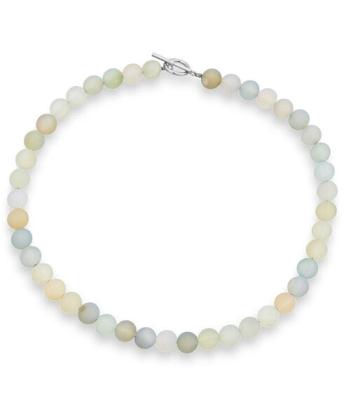 Plain Simple Very Light Aqua Multi Shades Natural Aquamarine Round 10MM Bead Strand Necklace For Women Silver Plated Clasp 18 Inch