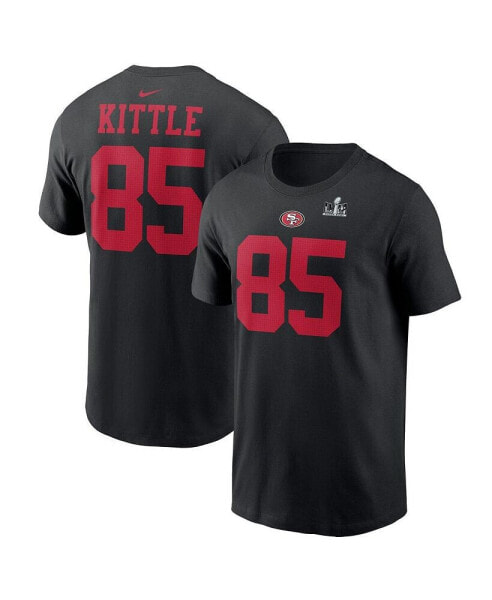 Men's George Kittle Black San Francisco 49ers Super Bowl LVIII Patch Player Name and Number T-shirt
