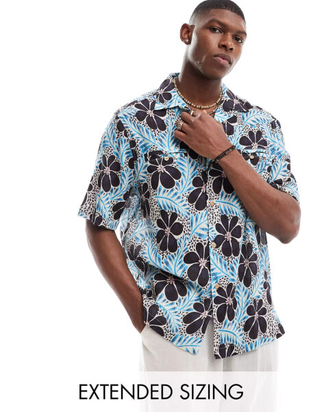 ASOS DESIGN relaxed revere shirt with floral retro print