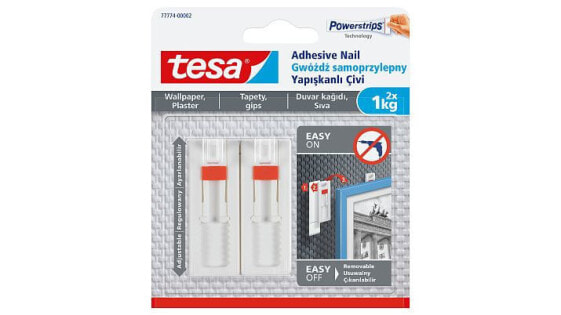 Tesa 77774 - Indoor - Universal hook - White - Adhesive strip - 1 kg - 2 pc(s)