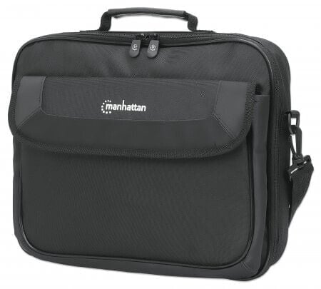 Manhattan Cambridge Laptop Bag 14.1" - Clamshell Design - Black - LOW COST - Accessories Pocket - Document Compartment on Back - Shoulder Strap (removable) - Equivalent to Targus CN313/CN414EU - Notebook Case - Three Year Warranty - Briefcase - 35.8 cm (14.1") - Sh