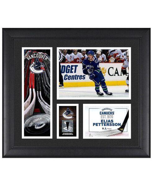 Elias Pettersson Vancouver Canucks Framed 15" x 17" Player Collage with a Piece of Game-Used Puck