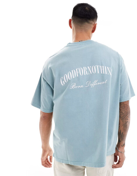 Good For Nothing oversized logo t-shirt in teal blue