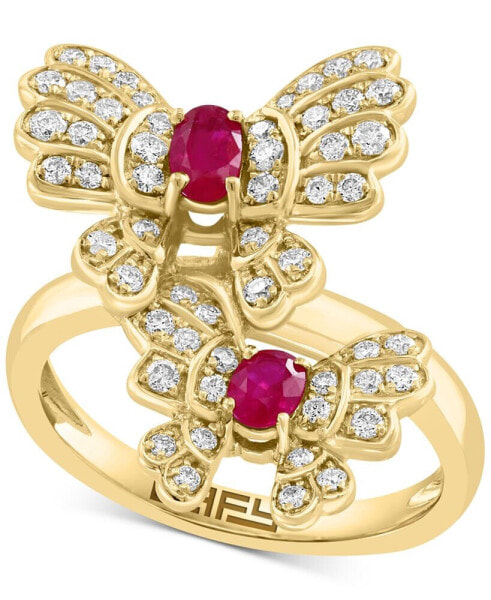 EFFY® Ruby (1/2 ct. t.w.) & Diamond (1/2 ct. t.w.) Butterfly Ring in 14k Gold