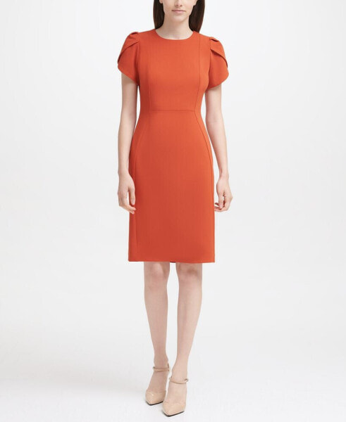 Tulip-Sleeve Sheath Dress