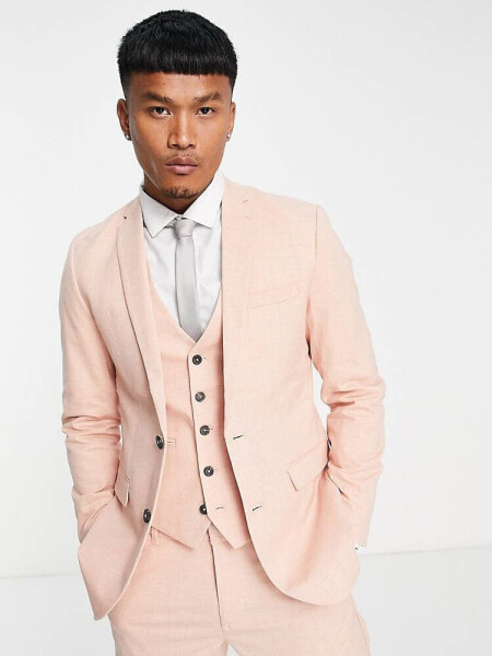 New Look slim suit jacket in pink