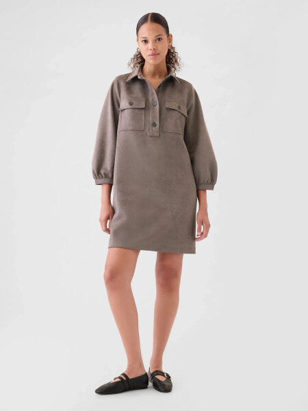 Vegan Suede Shift Mini Dress