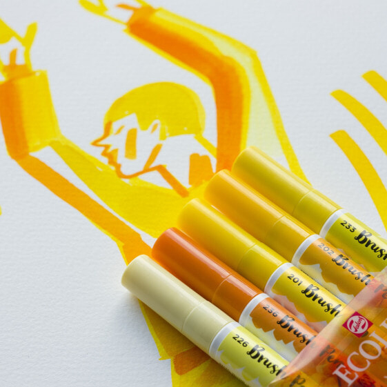 Talens Ecoline - 5 pc(s) - Orange,Yellow - Multicolor - White - Round - Water-based ink - Blister