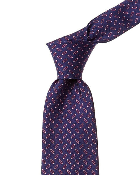 J.Mclaughlin Geometric Links Italian Tie Men's Blue Os