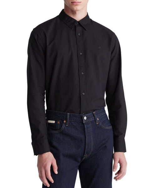 Men's Solid Button-Front Oxford Shirt