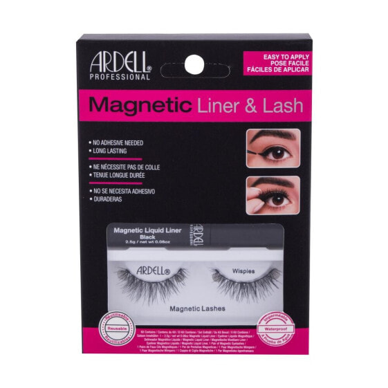 Ardell Magnetic Liner & Lash Wispies 1 St. falsche wimpern für Frauen Magnetwimpern Wispies 1 Paar + Magnet Eyeliner Gel Magnet Liquid Liner 2,5 g Black