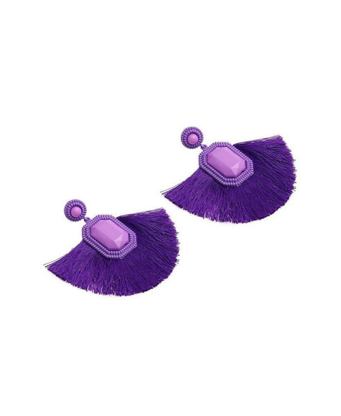 Women's Purple Tassel Drop Earrings