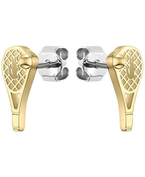 Gold Tone Tennis Racket Earrings