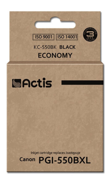 Actis KC-550Bk ink (replacement for Canon PGI-550Bk; Standard; 23 ml; black (with chip) - Standard Yield - Pigment-based ink - 23 ml - 300 pages - 1 pc(s) - Single pack