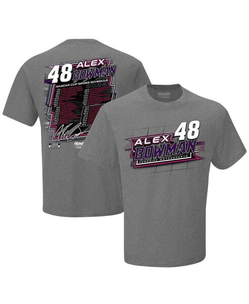 Men's Gray Alex Bowman 2024 NASCAR Cup Series Schedule T-shirt