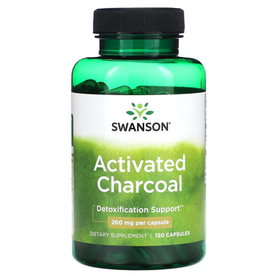 Биологически активная добавка Swanson Активаированный уголь, 260 мг, 120 капсул