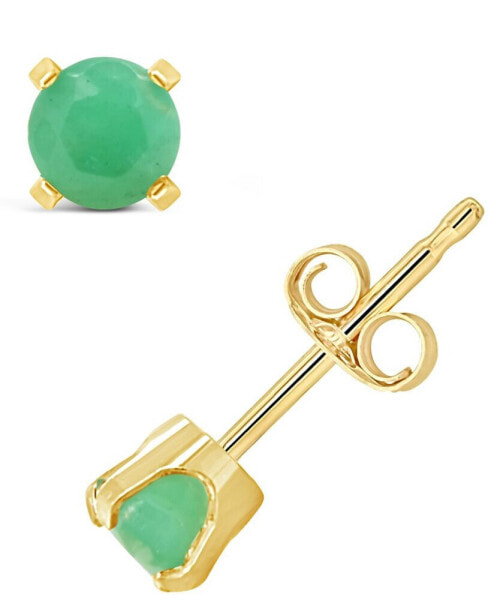 Emerald (1/2 ct. t.w.) Stud Earrings in 14K Yellow Gold (Also Available in Sapphire)