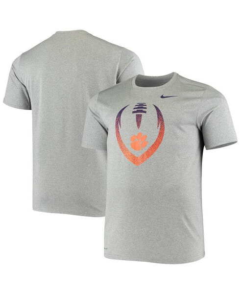 Men's Heathered Charcoal Clemson Tigers Big and Tall Legend Football Icon Performance T-shirt