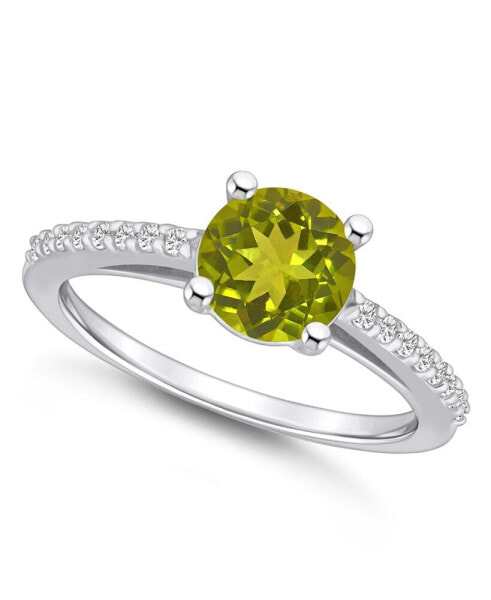 Peridot (1-1/2 ct. t.w.) and Diamond (1/6 ct. t.w.) Ring in 14K White Gold
