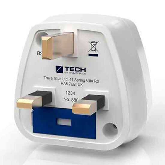 TRAVEL BLUE World To UK With Earthed Adapter