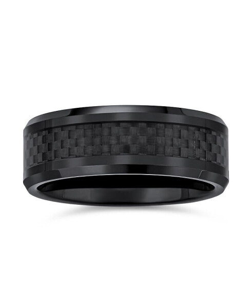 Geometric Pattern Black Carbon Fiber Inlay Couples Titanium Wedding Band Rings For Men For Women Comfort Fit 8MM