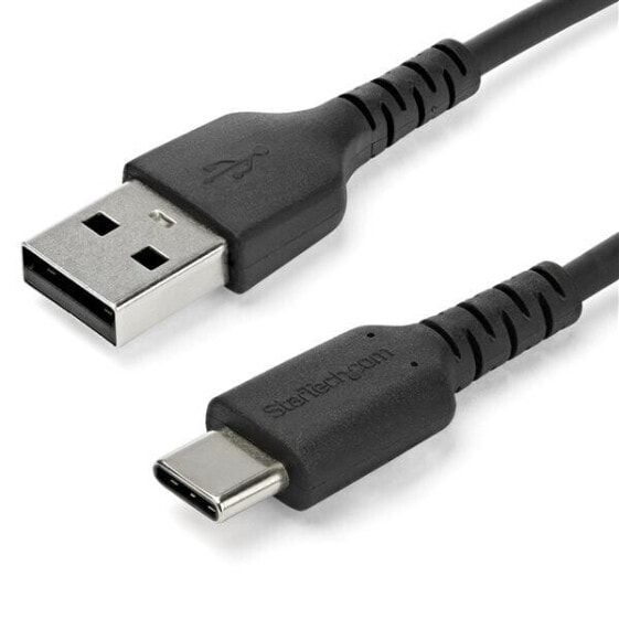 Кабель зарядный USB A - USB C 2m Startech.com. Устойчивый к обрывам. Быстрая зарядка и синхронизация. Данные USB 2.0. Плетеная оплетка TPE и арамидное волокно. Черный. Samsung S10, iPad Pro, Pixel. 485 Мбит/с.