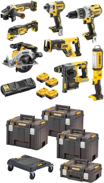 DeWALT Akku-Maschinen-Set DCK853P4T: 8 Geräte + 4x 5,0 Ah + Doppelladegerät in TSTAK