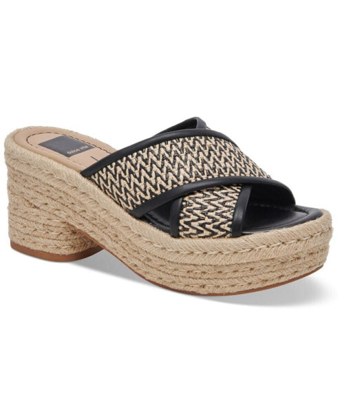 Women's Eldora Crisscross Raffia Espadrille Platform Slide Sandals