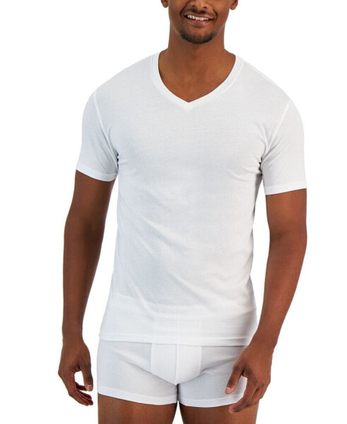 Men's 4-Pk. Slim-Fit Solid V-Neck Cotton Undershirts, Created for Macy's