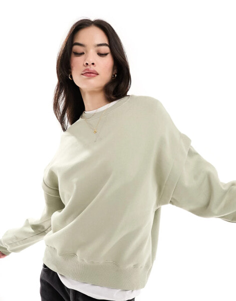 Bershka oversized sweatshirt in light green