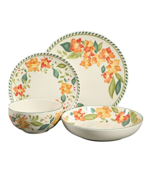 Decorated 16 Pc Dinnerware Set, Service for 4