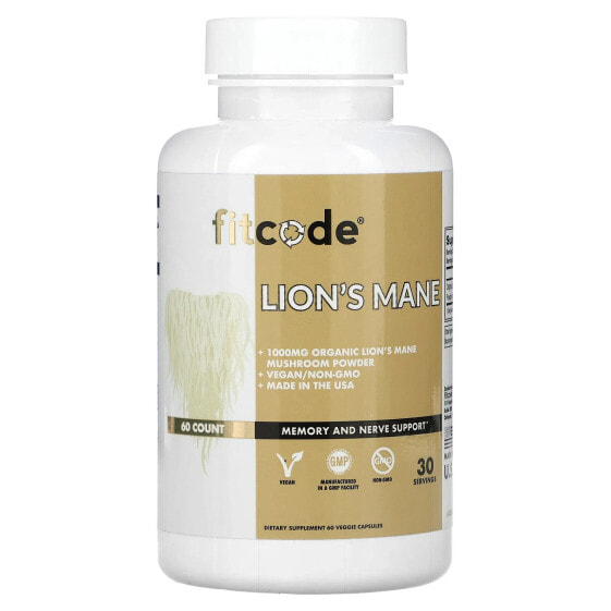 БАД FITCODE Lion's Mane, 1,000 мг, 60 капсул