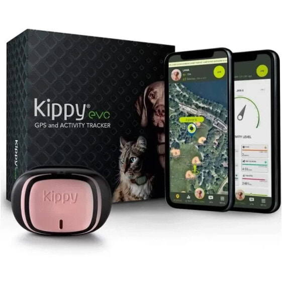 KIPPY - GPS-Halsband fr Hunde und Katzen - Evo - 38 GR - Wasserdicht - Rosa Bltenblatt