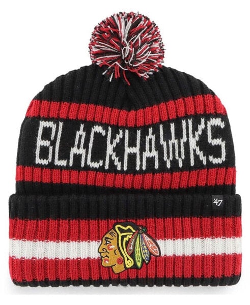 Men's Black Chicago Blackhawks Bering Cuffed Knit Hat with Pom