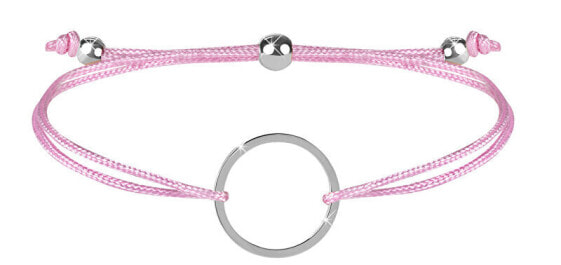 Браслет плетеный Troli с кольцом в розовом/стальномцвете