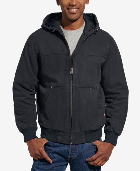 Men's Workwear Hoodie Bomber Jacket with Quilted Lining