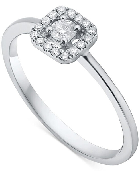 Diamond Square Halo Engagement Ring (1/5 ct. t.w.) in 14k White, Yellow or Rose Gold