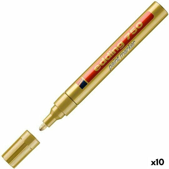 Фломастер постоянный EDDING 750 Золотой 10 штук 2-4 мм (10 штук)