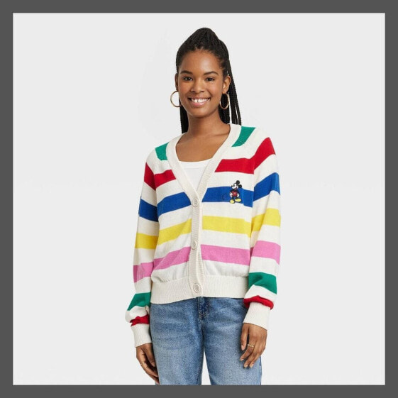 Women's Disney 100 Striped Graphic Cardigan - S