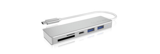 USB-концентратор ICY BOX IB-HUB1425-C3 USB 3.2 Gen 1 Type-C и Type-A, 5000 Mбит/с, серебристый, алюминий/пластик, индикация активности/питания