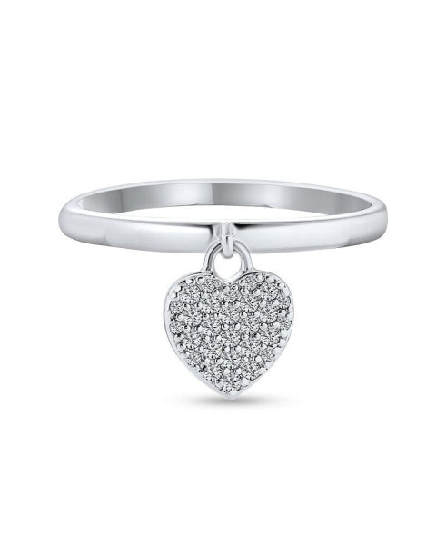 Кольцо Bling Jewelry Pave Dangle Heart Charm