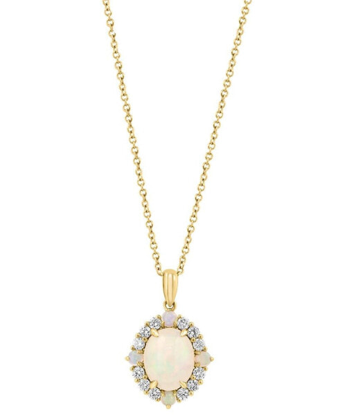 EFFY Collection eFFY® Ethiopian Opal (2-1/8 ct. t.w.) & Diamond (1/3 ct. t.w.) 18" Pendant Necklace in 14k Rose Gold