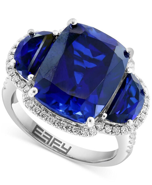 EFFY® Lab Grown Sapphire (10-3/8 ct. t.w.) & Lab Grown Diamond (1/3 ct. t.w.) Halo Statement Ring in 14k Gold (Also in Lab Grown Ruby & Lab Grown Emerald)